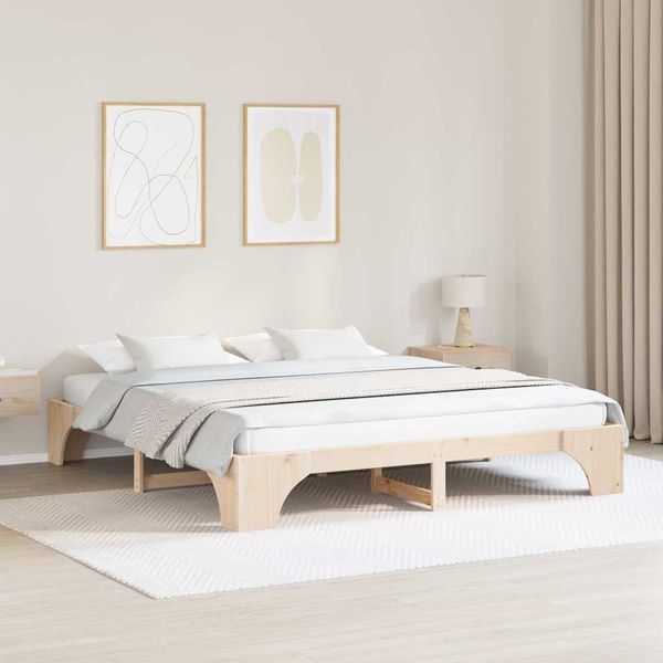 vidaXL Rám postele Prírodná 200 x 200 cm Masívne borovicové drevo