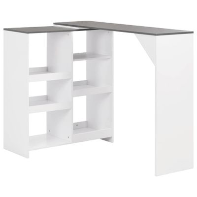 vidaXL Barový stôl s pohyblivou poličkou, biely 138x39x110 cm