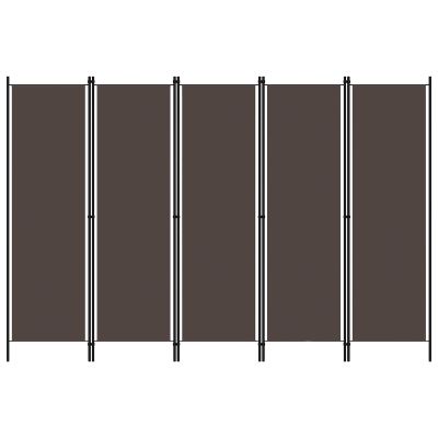 vidaXL 5-panelový paraván hnedý 250x180 cm