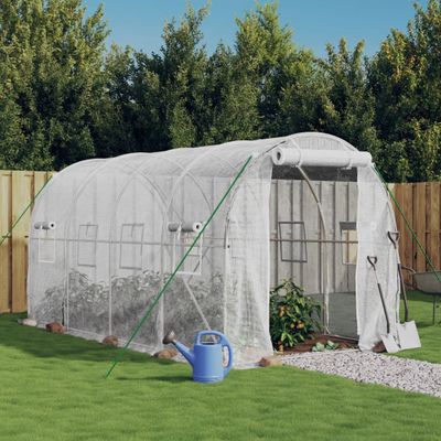 vidaXL Fóliovník s oceľovým rámom biely 8 m² 4x2x2 m