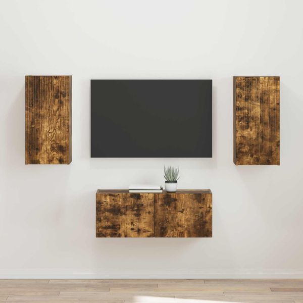 vidaXL Zostava TV skriniek Nástenný 2 pcs Dymová dub Kompozitné drevo