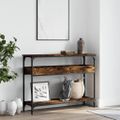 vidaXL Konzolový stolík s policou dymový dub 100x29x75cm kompoz. drevo