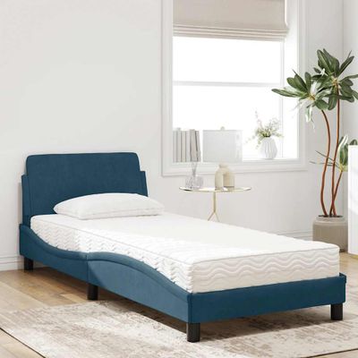 vidaXL Posteľ s matracom Dover modrý 80x200 cm zamat