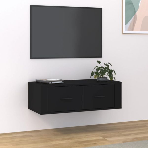 vidaXL Závesná TV skrinka čierna 80x36x25 cm spracované drevo