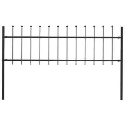 vidaXL Záhradný plot Woerden s vrchnou časťou v tvare oštepu, oceľový 170x60 cm, čierny