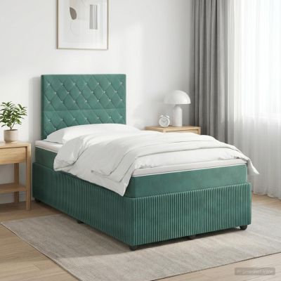 vidaXL Posteľ boxspring s matracom Tmavozelená 120 x 200 cm Zamat