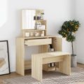 vidaXL Toaletný stolík so zrkadlom dub sonoma 86,5x35x136 cm