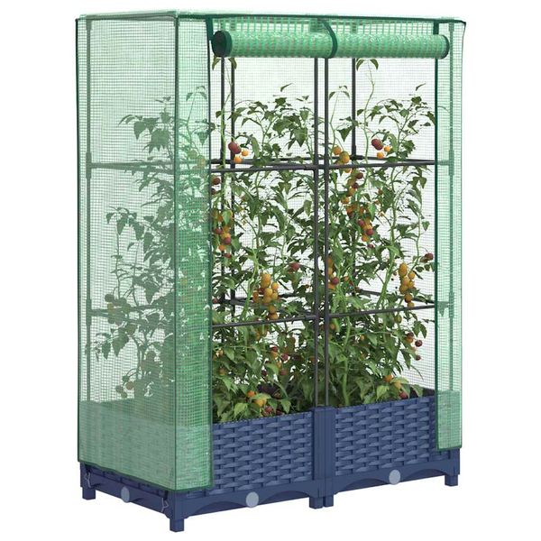 vidaXL Záhon s krytom na skleník ratanový vzhľad 80x40x123 cm