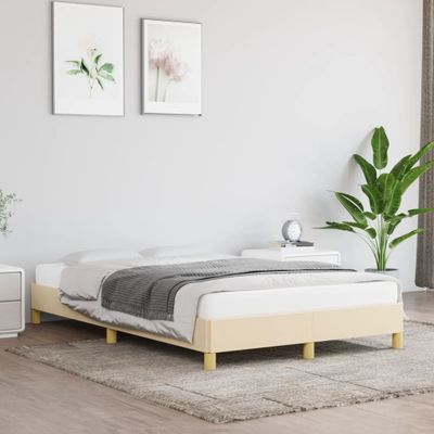 vidaXL Posteľ bez matraca krémová 120x190 cm látka