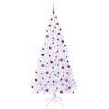 vidaXL Umelý vianočný stromček s 300 LED-i Biela 210 cm PVC a oceľ