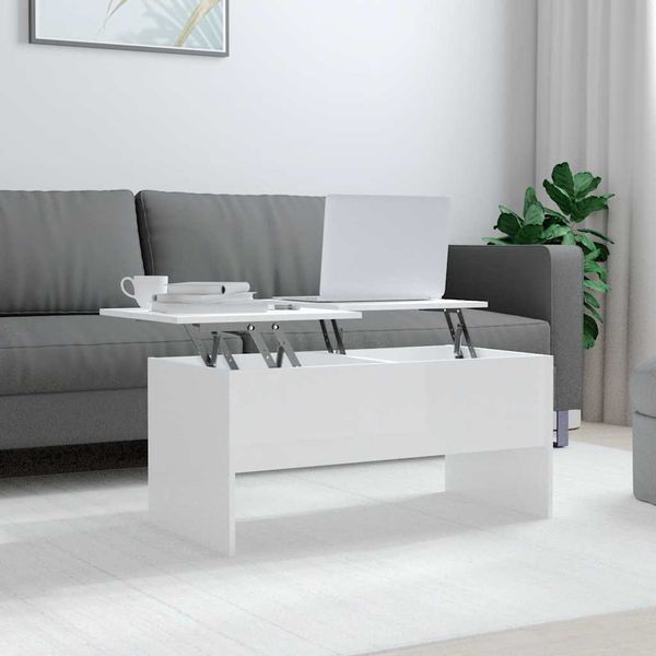vidaXL Konferenčný stôl lesklý biely 102x50,5x46,5cm spracované drevo