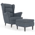 vidaXL Kreslo wingback s podnožkou tmavosivé zamatové