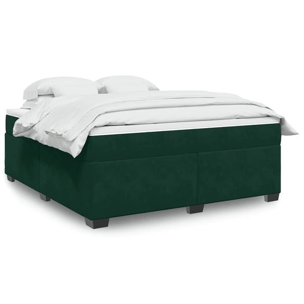 vidaXL Posteľný rám boxsping s matracom tmavozelený 180x200 cm zamat