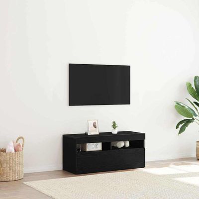 vidaXL TV skrinka s LED Čierny dub 90 x 35 x 40 cm Kompozitné drevo