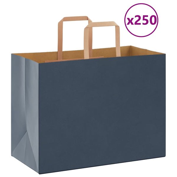 vidaXL Papierové tašky 250 ks s rúčkami, modré, 32x17x25 cm