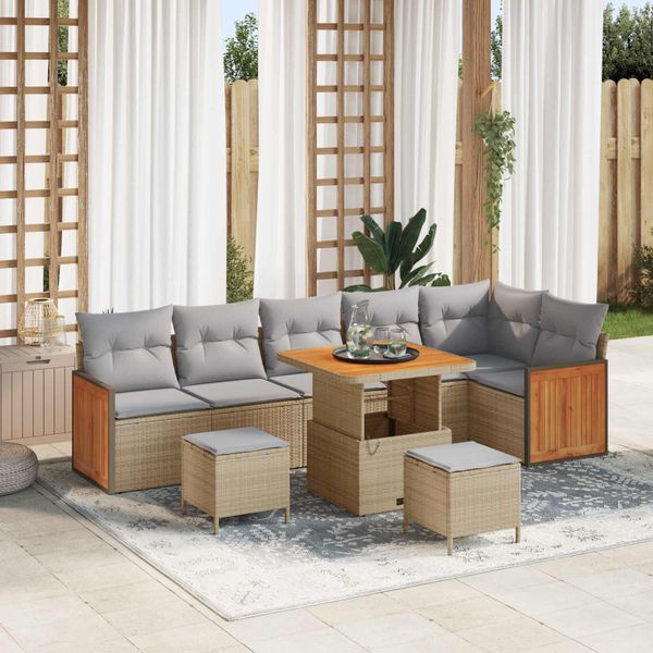 vidaXL Súprava záhradných pohoviek 9 pcs Beige a svetlo šedá