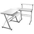vidaXL Rohový počítačový stôl biely 132x112x99 cm spracované drevo