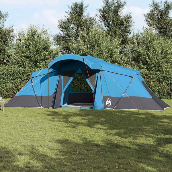 vidaXL Rodinný stan so strechou Modrá a šedá 721 x 335 x 212 cm