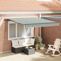 vidaXL Sklopná markíza Zelená a biela 350 x 250 cm Polyester