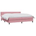 vidaXL Posteľný rám boxsping s matracom ružový 200x220 cm zamat