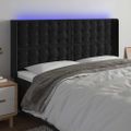 vidaXL Čelo postele s LED čierne 203x16x118/128 cm zamat