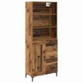 vidaXL Highboard Staré drevo 69,5 x 34 x 180 cm Kompozitné drevo