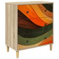 vidaXL Příborník BONN Retro vlnový motív 66 x 36,5 x 75 cm Sonoma