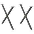vidaXL Nohy k jedálenskému stolu v tvare X, 2 ks, antracitové, 90 x (72-73) cm, oceľ