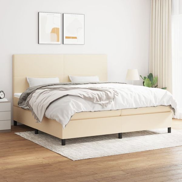 vidaXL Boxspring posteľ s matracom krémová 200x200 cm látka