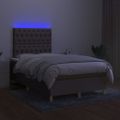 vidaXL Posteľ boxsping s matracom a LED sivohnedá 120x200 cm látka