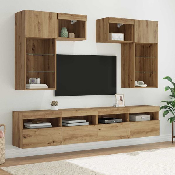 vidaXL TV nástenne jednotky 6 pcs Staré drevo Kompozitné drevo