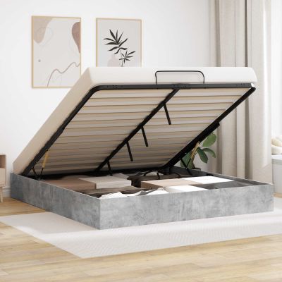 vidaXL Otomanový posteľný rám s úložiskom Betónová 203 x 180 x 25 cm