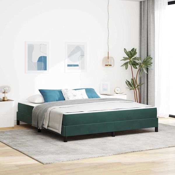 vidaXL Posteľ s pružinovým rámom Tmavozelená 180 x 200 cm látka