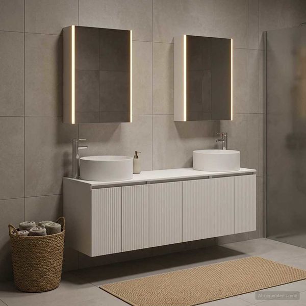 vidaXL Set kabinetov do kúpeľne 5 pcs Biela Kompozitné drevo