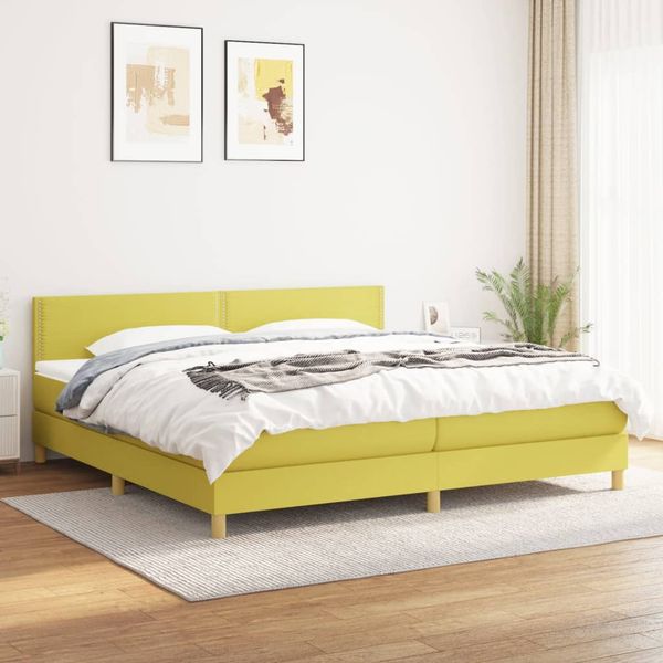 vidaXL Boxspring posteľ s matracom zelená 200x200 cm látka