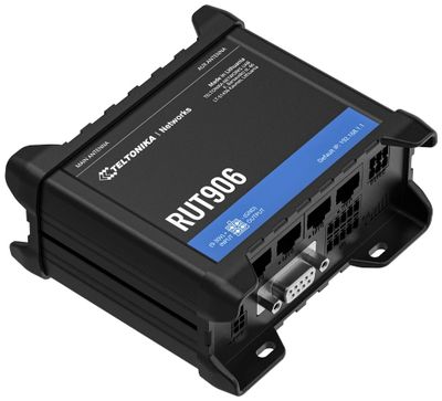 Teltonika RUT906 priemyselný router, 4G, Dual SIM, RS232/RS485 Router, priemyselný, 4G (LTE), 3G, 2G, Wi-Fi 4, 802.11b/g/n, 3× RJ-45 LAN, 1× RJ-45 WAN, 1× RS-232, 1× RS-485, 2× DI/DO, 1× USB, p