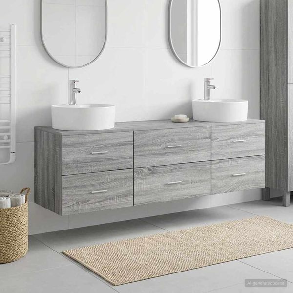 vidaXL Set kabinetov do kúpeľne 3 ks Sivý Sonoma 62,5 x 44,5 x 50 cm