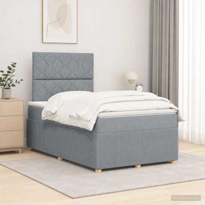 vidaXL LED boxspring posteľ s matracom Svetlosivá 120 x 190 cm Látka