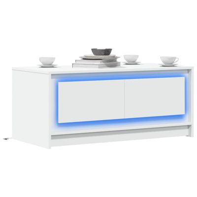 vidaXL Konferenčný stolík s LED, biely, kompozitné drevo