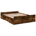 vidaXL Posteľný rám so zásuvkami dymový dub 135x190cm kompozitné drevo