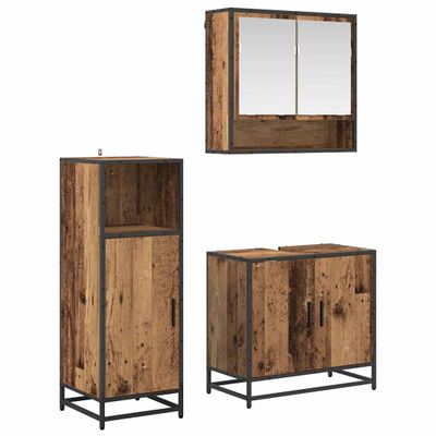 vidaXL Sada kúpeľňového nábytku 3 ks Staré drevo 35 x 37,5 x 100 cm