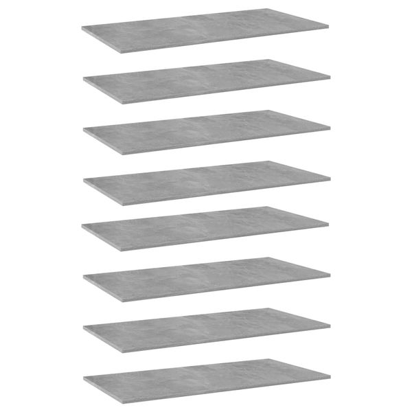 vidaXL Prídavné police 8 ks, betónovo sivé 80x20x1,5 cm, drevotrieska