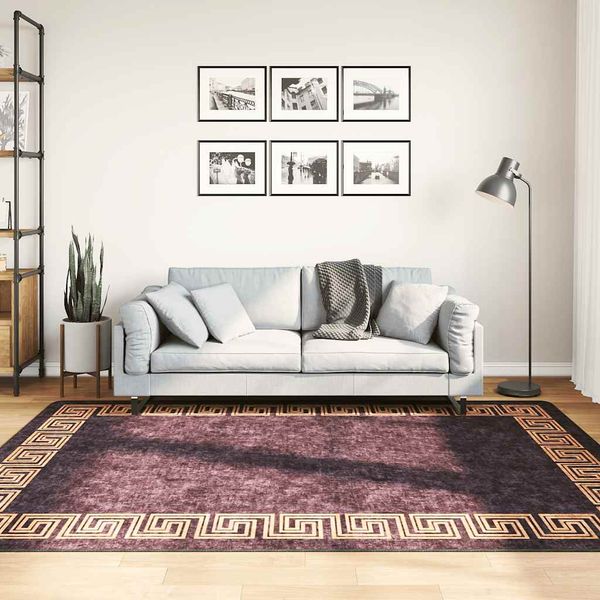 vidaXL Prateľný koberec 160x230 cm čierno-zlatý