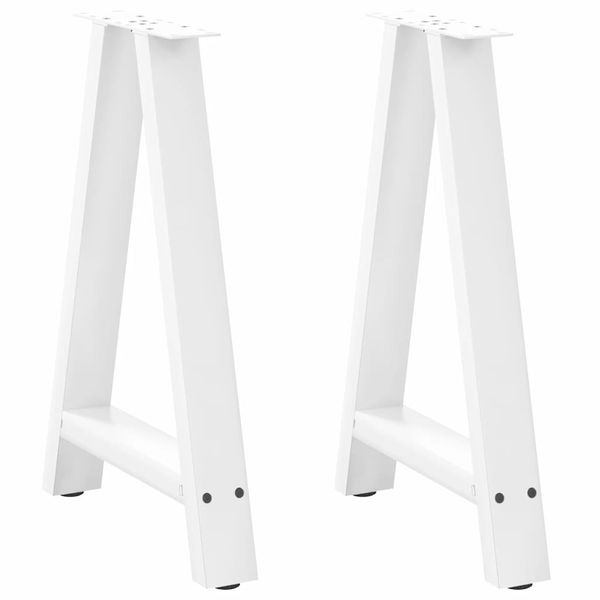 vidaXL Nohy k jedálenskému stolu v tvare A, 2 ks, biele, 60 x (72-73) cm, oceľové