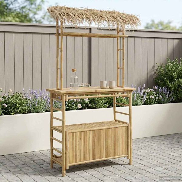 vidaXL Exteriérový barový stôl Prírodná 110 x 50 x 209 cm Bambus