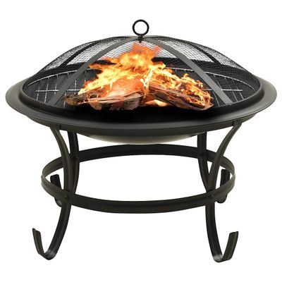 vidaXL 2 v 1 ohnisko s grilom a kutáčom 56x56x49 cm oceľ