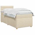 vidaXL Posteľ boxspring s matracom Krémová 90 x 190 cm Látka