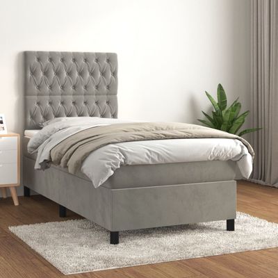 vidaXL Posteľný rám boxsping s matracom bledosivý 80x200 cm zamat
