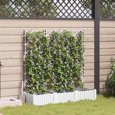 vidaXL Záhradný kvetináč 3 pcs Biely 120 x 40 x 125,5 cm Plast