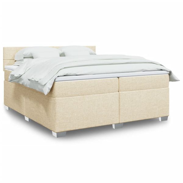 vidaXL Boxspring posteľ s matracom krémová 200x200 cm látka
